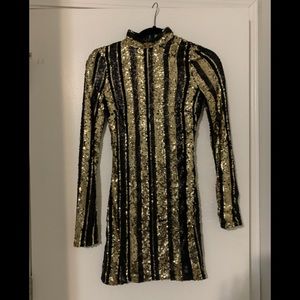 PrettyLittleThing Gold & Black Dress